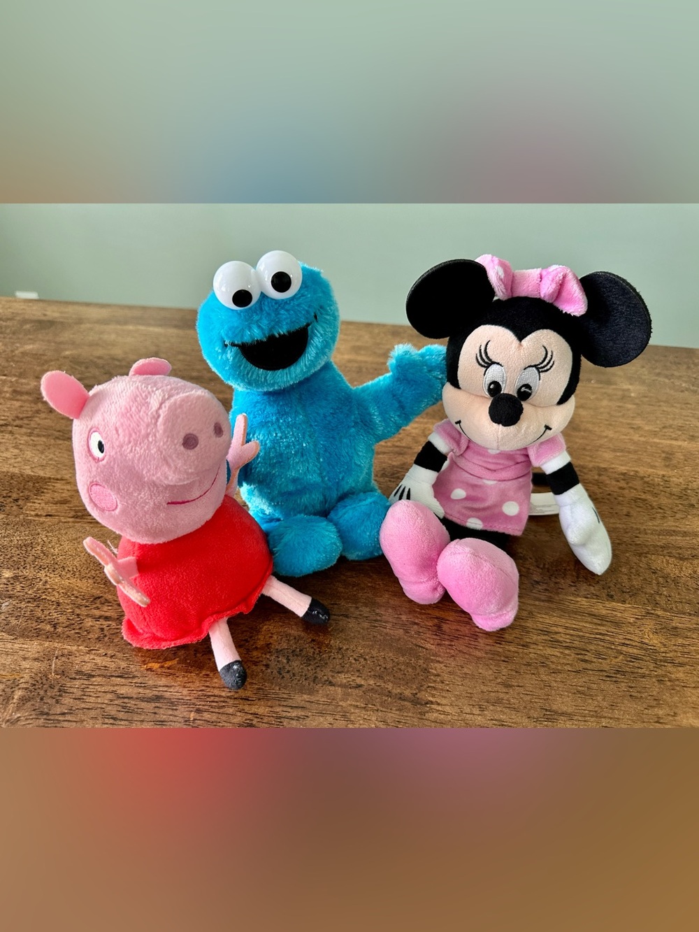 Plush Toy Bundle(3) Toddler Characters: Peppa Pig, Cookie Monster, Minnie Mouse